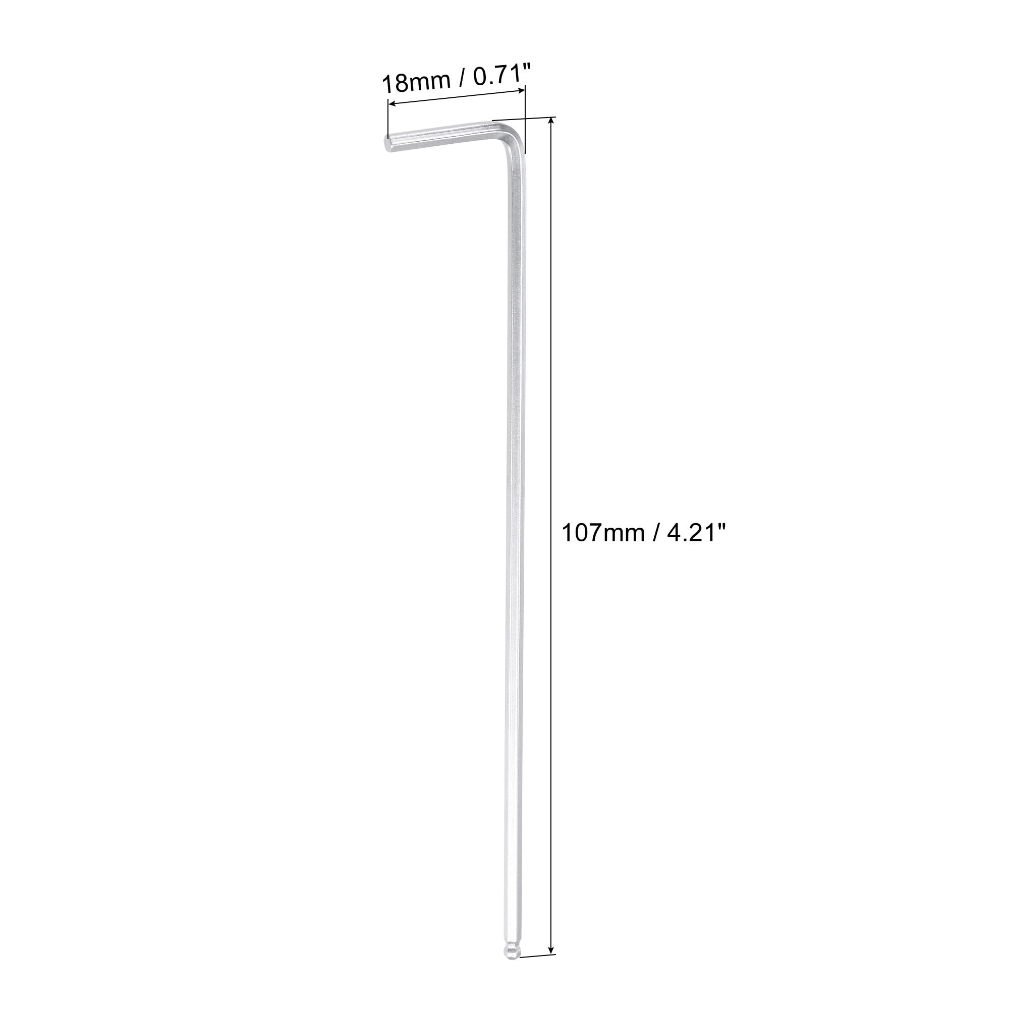 Unique Bargains Ball End Hex Key Wrench L Shaped Long Arm CR-V Silver 4.21"