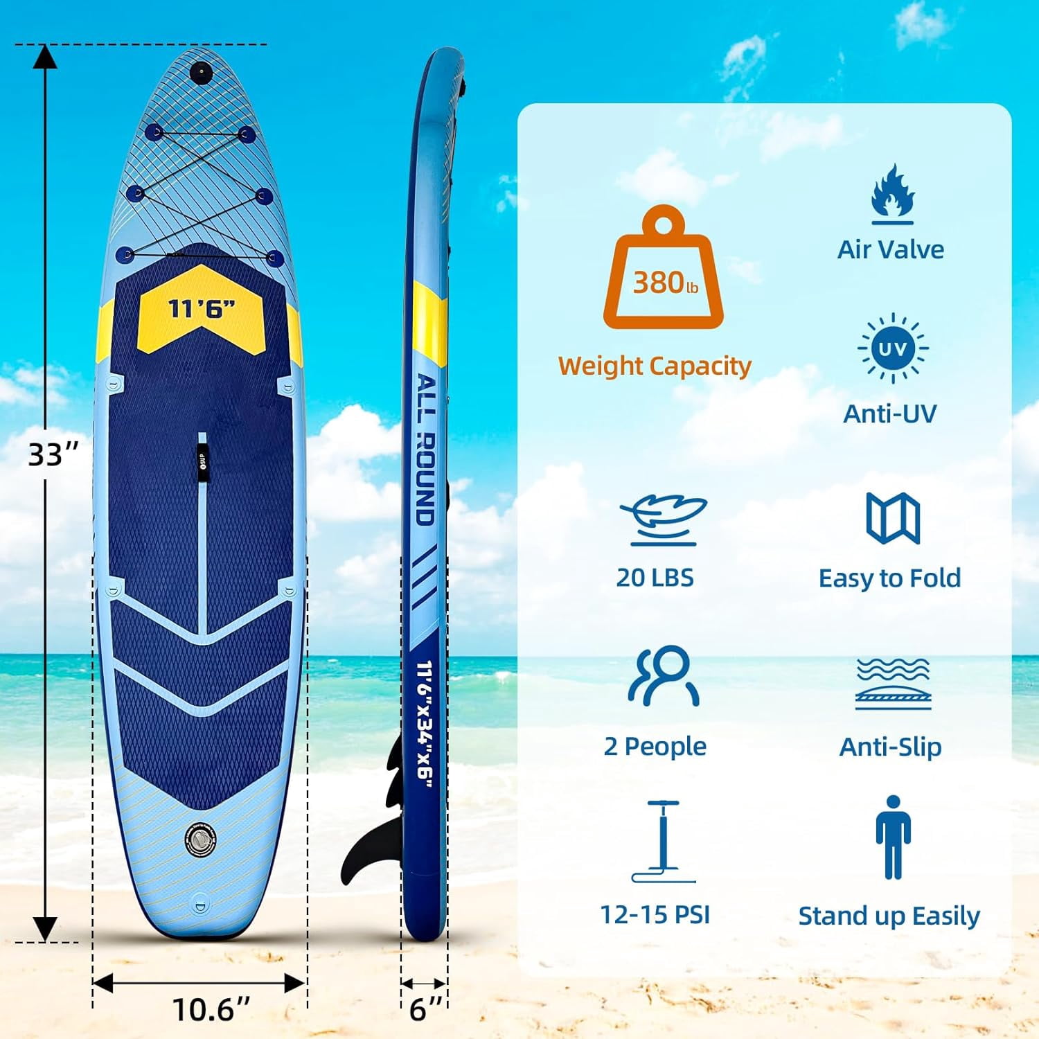 Inflatable Stand Up Paddle Boards, with SUP Paddle Board Accessories, Wide Stable Design, Non-Slip Comfort Deck for Youth & Adults