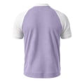 thumbnail image 6 of FRSASU Men's Henley Shirt Raglan Sleeve Colorblock Summer T-shirt Casual Collarless Slim Fit Button Down Tee Tops Purple, 6 of 7