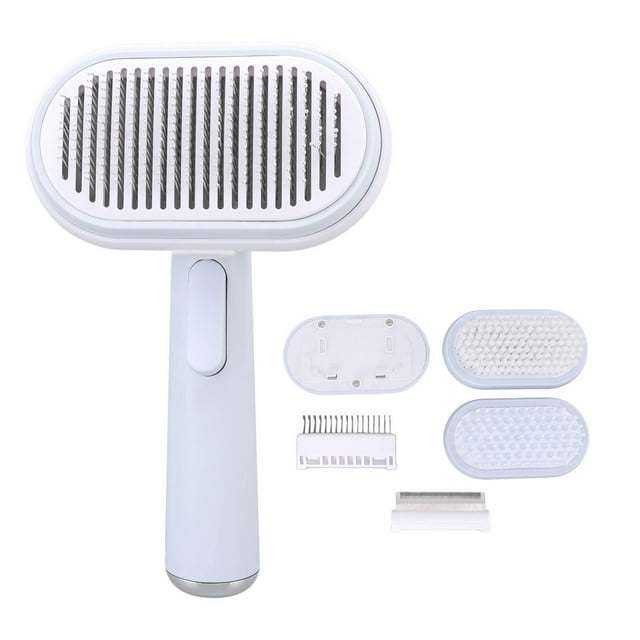 Pet Massage Brush Set, One Button Hair Removal Automatic Knot Opening Self Cat Shedding Brush For Sofa For Car Blue 5 In 1