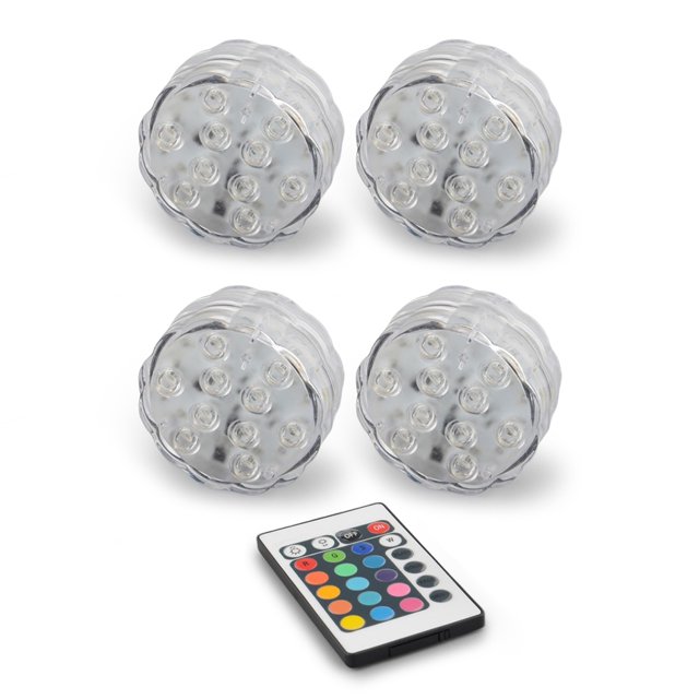 Moyic 4 Uds luz de acuario IP67 impermeable 10LED RGB lámpara subacuática lámpara de noche colorida luz giratoria Circular con Control Iluminación y accesorios No.02