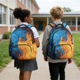 thumbnail image 5 of SEANATIVE 17 Inches Kids Backpack Cute School Bag Stylish Book Bag Back to School Essential Casual Daypack for Elementary Middle School Boys Girls, Fire Print Blue Orange, 5 of 7