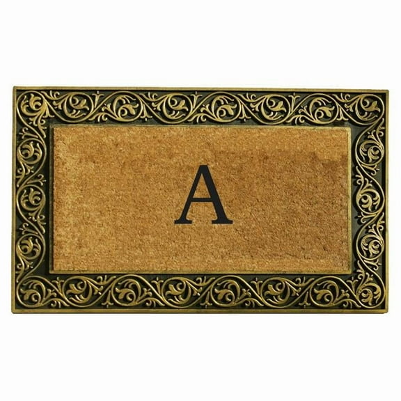 Calloway Mills Prestige Gold Monogram Outdoor Doormat 18" x 30" (Letter T)