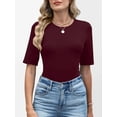 thumbnail image 4 of ANRABESS Womens Half Sleeve Tops Crewneck Shirts Basic Fit Tee Trendy 2026 Spring Summer Business Casual T-Shirts Burgundy XL, 4 of 7