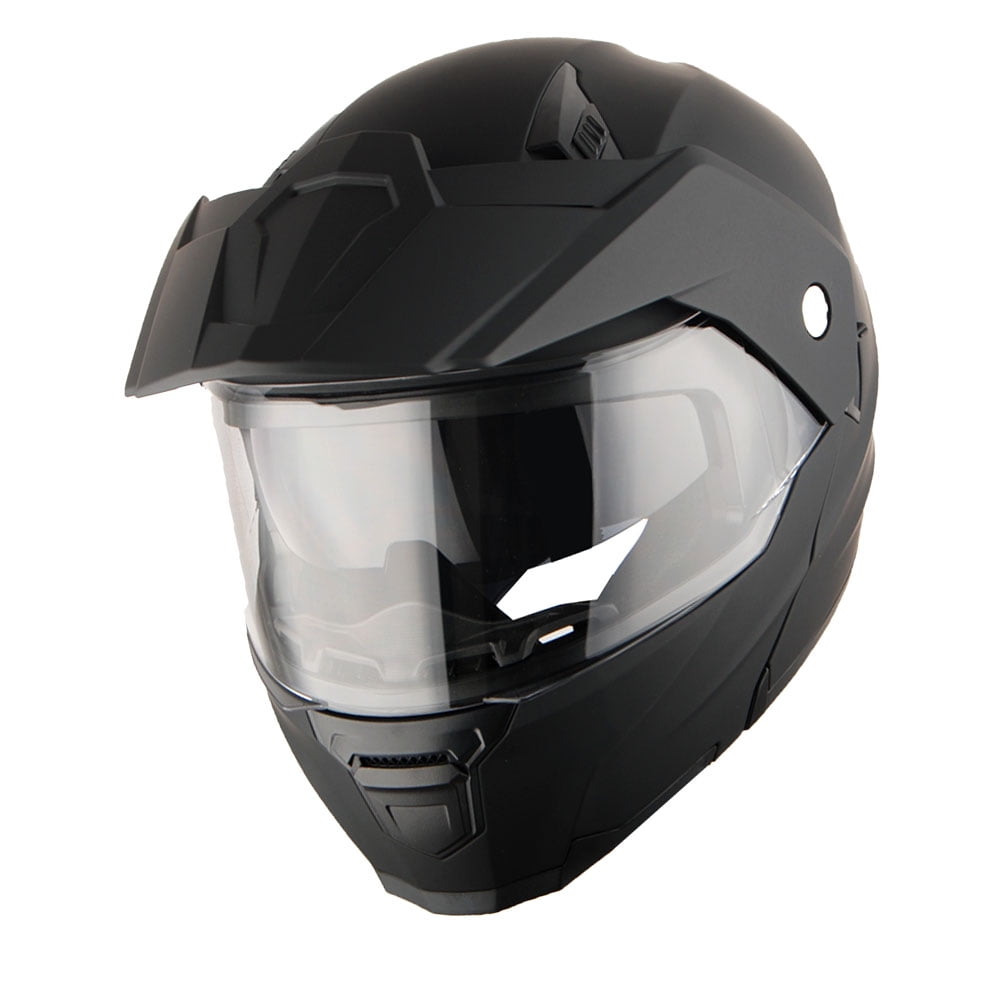 1Storm New Motorcycle Modular Flip up Full Face Helmet Dual Visor: HJK910 DSPORT Matt Black