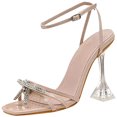 thumbnail image 2 of DPTALR Womens Sandals Fashionable Bow Rhinestones Strap High Heel Sandals Shoes, 2 of 7