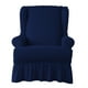 thumbnail image 3 of Sillón orejero de seersucker para dormitorio, sofá con respaldo orejero Azul, 3 of 7
