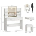 thumbnail image 4 of 2025 New Vanity Desk with Mirror and Lights, Makeup Vanity Set w/Desk and Stool, Power Outlet, Makeup Vanity Desk with 6 Storage Shelves, 2 Large Drawers and 3 Colour Adjustable Brightness, 4 of 6