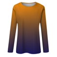 thumbnail image 4 of Women's Fashion Printed Loose T-shirt Long Sleeves Blouse Round Neck Casual Tops, 4 of 5