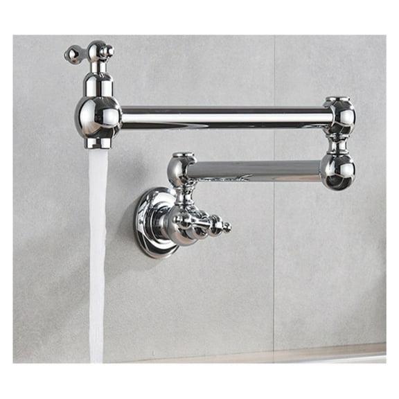 Brass Folding Kitchen Faucet Single Cooling Double Opening Wall Type Kitchen Tap Telescopic Rotating Washing Basin Sink Faucet