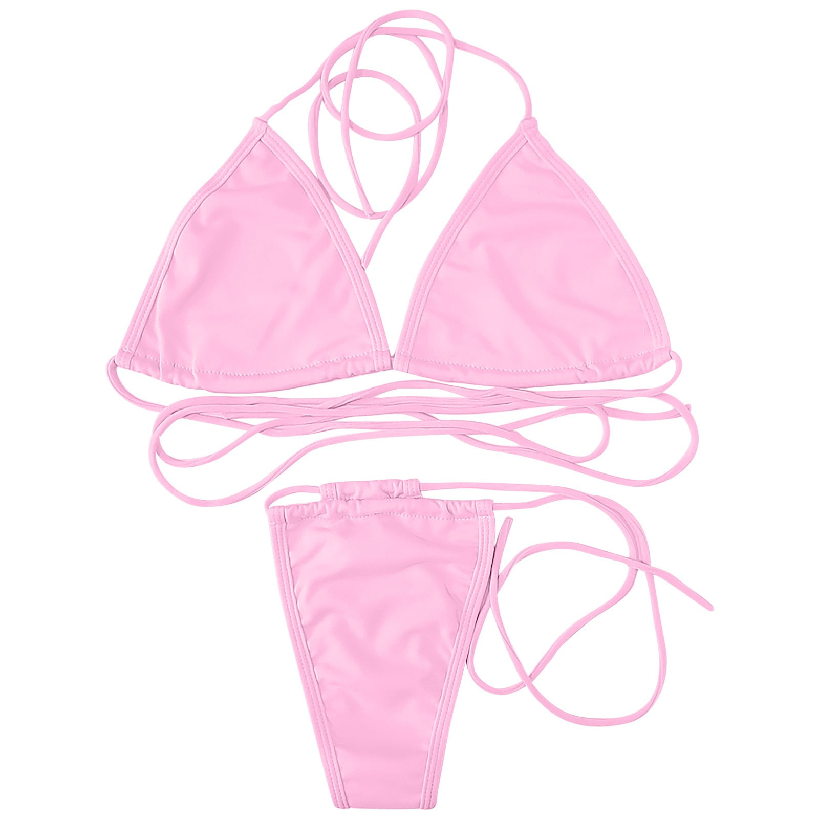 Aayomet Sexy Swimsuit for Women Split Bikini Summer Beach Sexy Bikini Pink XXL Walmart