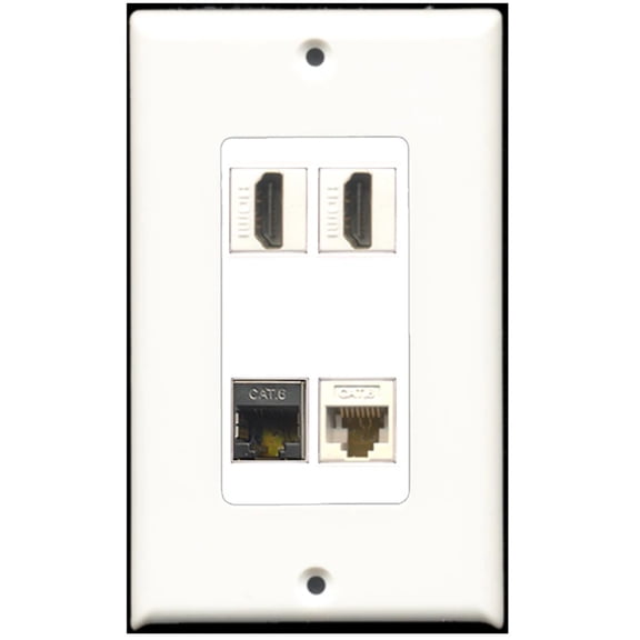 Ultra Spec Cables 2 Port HDMI 1 Port Shielded Cat6 Ethernet 1 Port Cat6 Ethernet Wall Plate DecorZ