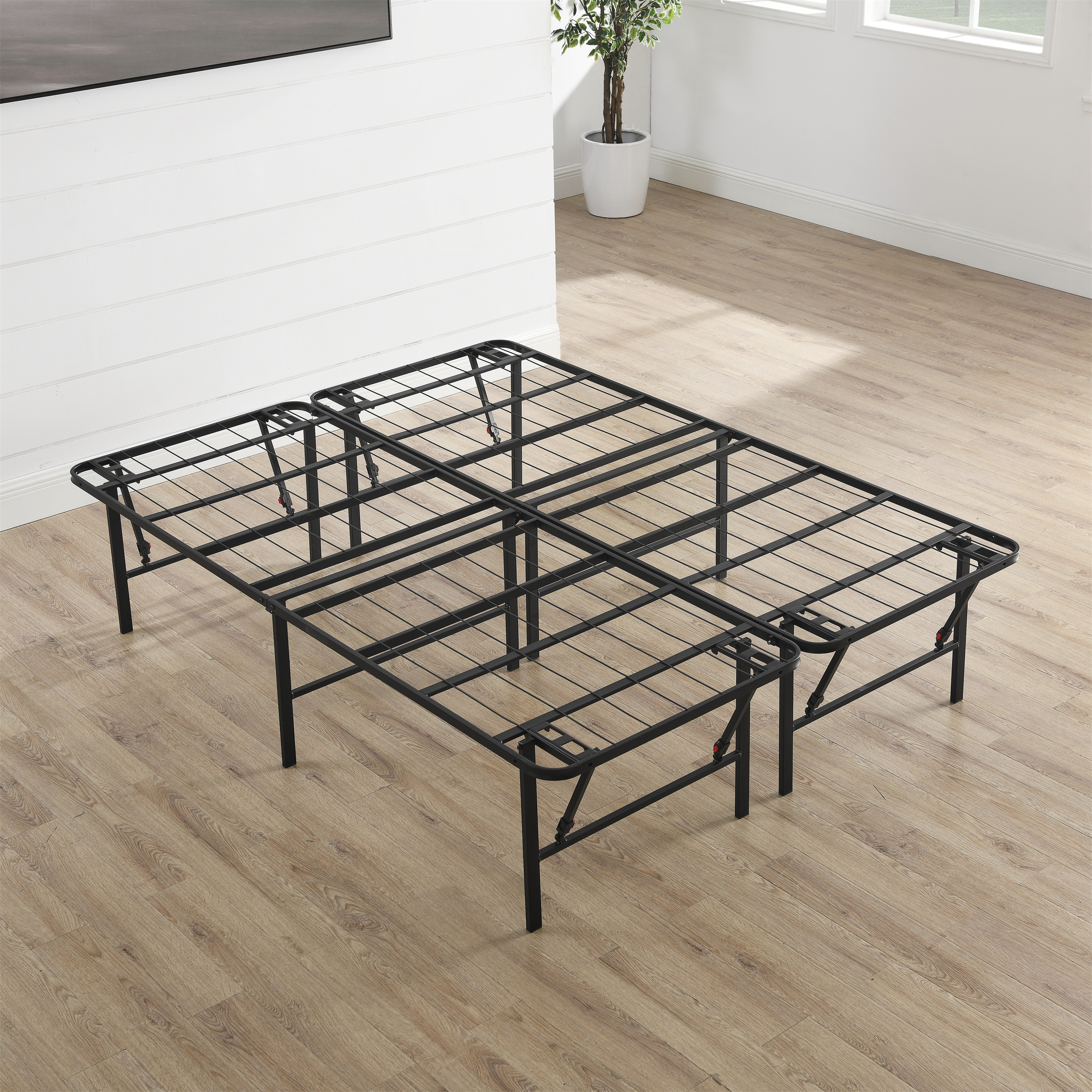 Mainstays Full 18" High Profile Foldable Steel Bed Frame, Black photo 3