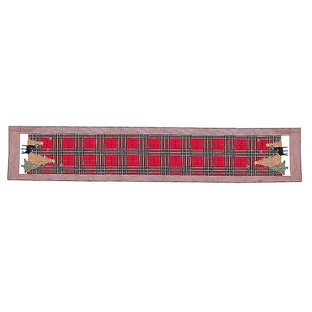 Camino de mesa navideño YUANXCMXG a cuadros de búfalo rojo Y negro 13 x 72 pulgadas
