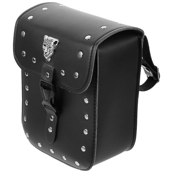 WASHWEPE Bike Handlebar Bags Saddle Bag Black Pu Leather 1 Pcs