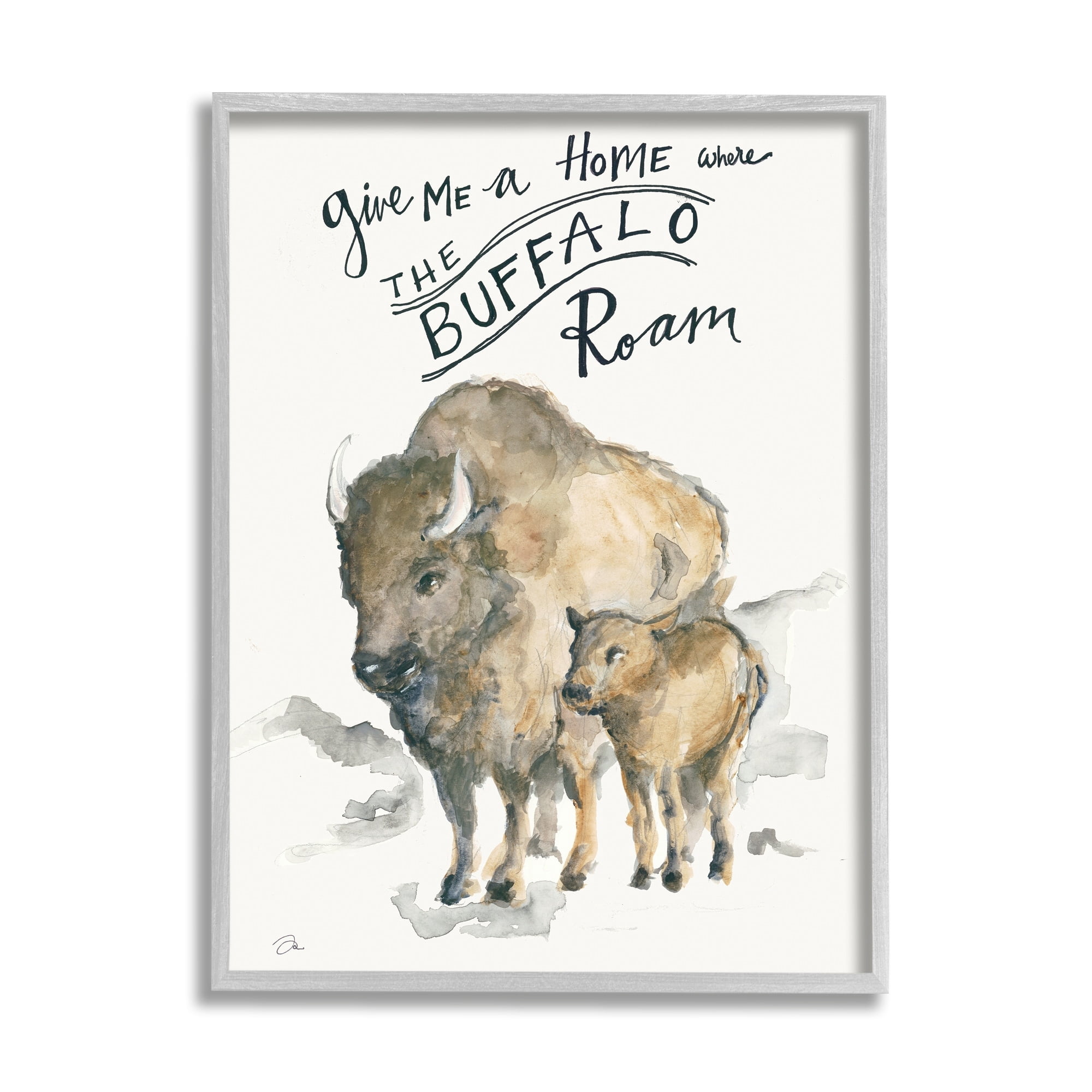 Stupell Industries Give Me A Home Phrase Buffalo Wild West Animal,11 x 14, Design by Jessica Mingo