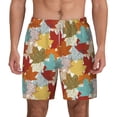thumbnail image 2 of Picia Fall Maple Leaves pattern Mens Swim Trunks with Compression Liner Stretch Beach Shorts Quick Dry with Zipper Pockets No-Chafing Board Shorts-Small, 2 of 9