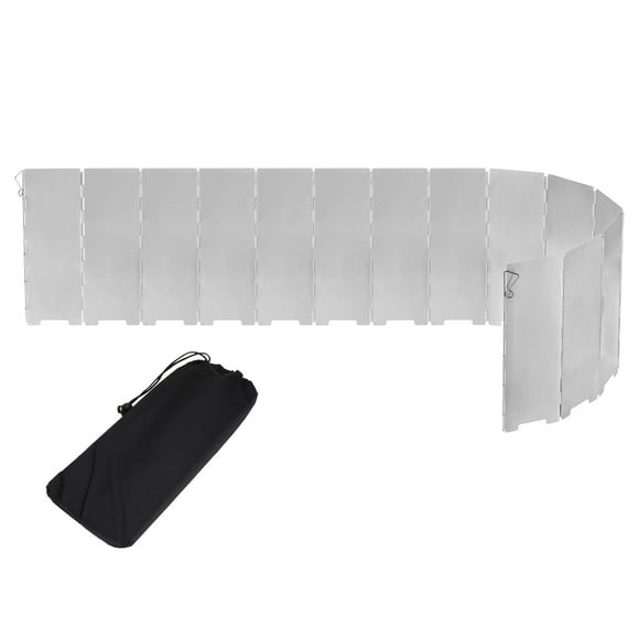 119 x 24CM Windscreen Camping Stove Heat Shield Stove Windshield Lightweight Folding with Drawstring Bag 14 Plates