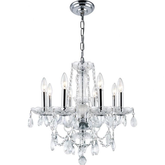 Eight Light Chandelier-Royal Cut Crystal Type-Chrome Finish Bailey Street Home 390-Bel-3342055