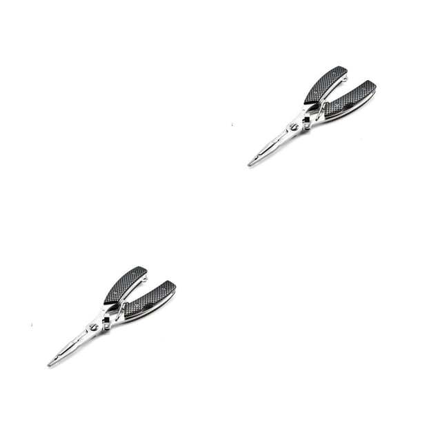 Greeniant Alicates de pesca de acero inoxidable mango de plástico antideslizante portátil agua dulce agua salada anzuelo cebo tijera aparejos Negro 2piezas Greeniant CBP493717
