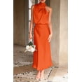 thumbnail image 3 of Vestido PRETTYGARDEN Satén Sin Mangas Cuello Simulado Naranja Talle S, 3 of 8