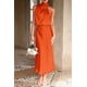 thumbnail image 3 of Vestido PRETTYGARDEN Satén Sin Mangas Cuello Simulado Naranja Talle S, 3 of 8