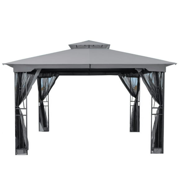 Garden Winds Custom Fit Replacement Canopy Top Cover Compatible with The Happatio Egeiroslife 10' x 12' Gazebo - Upgraded Performance RIPLOCK 350 Fabric - Slate Gray