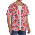 thumbnail image 2 of Susaid Cartoon Strawberry Print Men's Polo Shirts Button Down Short Sleeve Casual Summer Beach Vintage Shirts for Men-X-Large, 2 of 5
