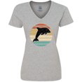 thumbnail image 3 of Inktastic Dolphin Cute Beach and Vacation Women's V-Neck T-Shirt, 3 of 5