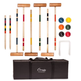 GoSports Croquet Set, 6-Player with Wooden Stand and Stained