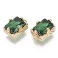 thumbnail image 2 of 50pcs Glass Rhinestone Pendants with Light golden Plated Brass Claw Open Back Settings Rectangle Faceted Cadmium Free & Nickel Free & Lead Free Peridot 10x6x5mm Hole: 1mm, 2 of 3