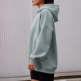 thumbnail image 3 of Mujer Sudadera con capucha lisa Estilo deportivo Color sólido Casual Hombro caído Traje de calle, 3 of 7