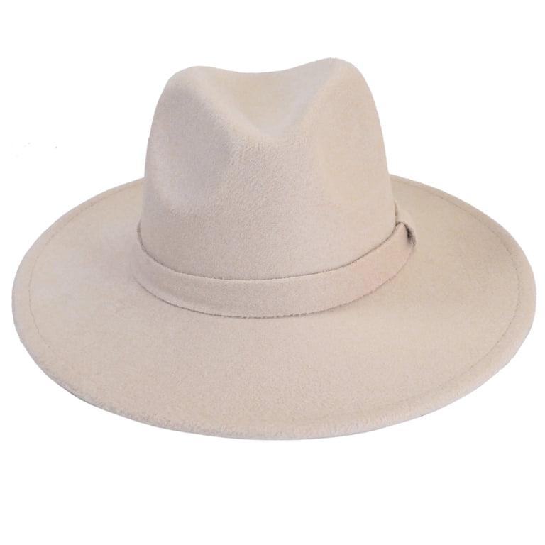 Ivory Fedora Panama Upturn Wide Brim Cotton Blend Felt Hat  display picture 1