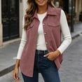 thumbnail image 2 of PRINxy Women's Point Collar Sleeveless Mid Length Casual Shirt Vest Jacket With Button Front Chest Pockets Outerwear For Brunch Date Pink M, 2 of 9