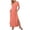 Orange, variant on cocolona Womens Summer Long Dress V Neck Short Sleeve Slit T-Shirt Dress Casual Loose Beach Sun Dress with Pockets