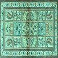 thumbnail image 1 of Ahgly Company Indoor Square Persian Turquoise Blue Traditional Area Rugs, 4' Square, 1 of 4