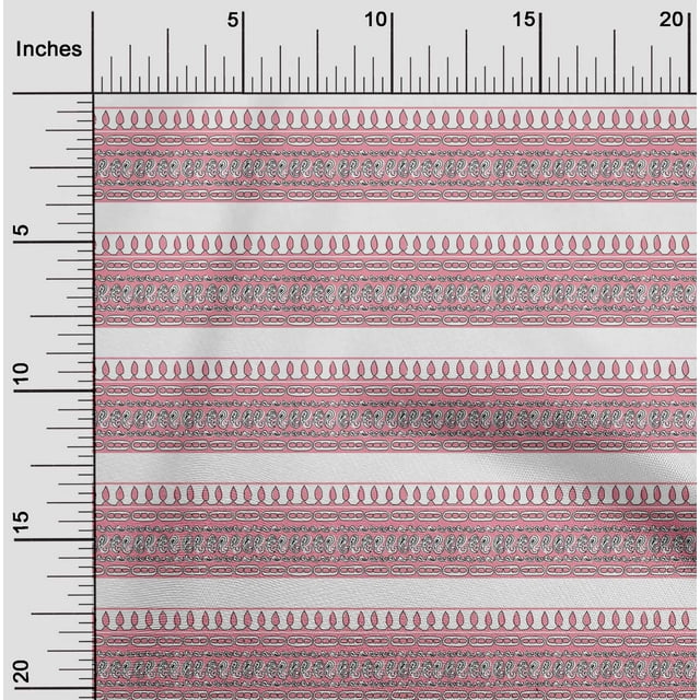 oneOone Polyester Lycra Medium Pink Fabric Ethnic Block Fabric For Sewing Printed Craft Fabric By The Yard 56 Inch Wide