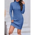 thumbnail image 5 of Sherrylily Women Sweater Dress Sexy Bodycon Turtleneck Mini Cable Knit Sweaters Dresses, 5 of 6
