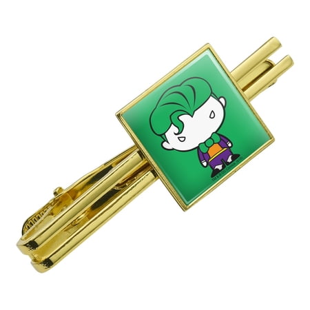 Batman Joker Cute Chibi Character Square Tie Bar Clip Clasp Tack- Silver or Gold