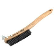 FORNEY INDUSTRIES Forney 70511 13-11/16-Inch X .014-Inch Carbon Steel Wire Scratch Brush With Curve Wood Scraper