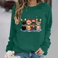 thumbnail image 5 of Women's Christmas Cat Graphic Sweatshirt Crew Neck Long Sleeve Casual Pullover Top, 5 of 5