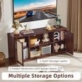 thumbnail image 3 of Boho TV Stand for TVs up to 65", Rattan Entertainment Center with Storage Cabinets & Adjustable Shelves, TV Console Table for Living Room, Walnut, 3 of 7