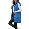 thumbnail image 2 of MOONDU Women's Long Puffer Vest Hooded Sleeveless Quilted Zip Up Longline Winter Warm Outerwear with Pockets Casual Top 8 Colors S-XXL, 2 of 9