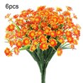 thumbnail image 3 of pitrice 6pcs Artificial Chrysanthemum Bouquet Simulation Floral Decor Plastic artificial Flower Wedding Home Ornament, Orange, 3 of 7