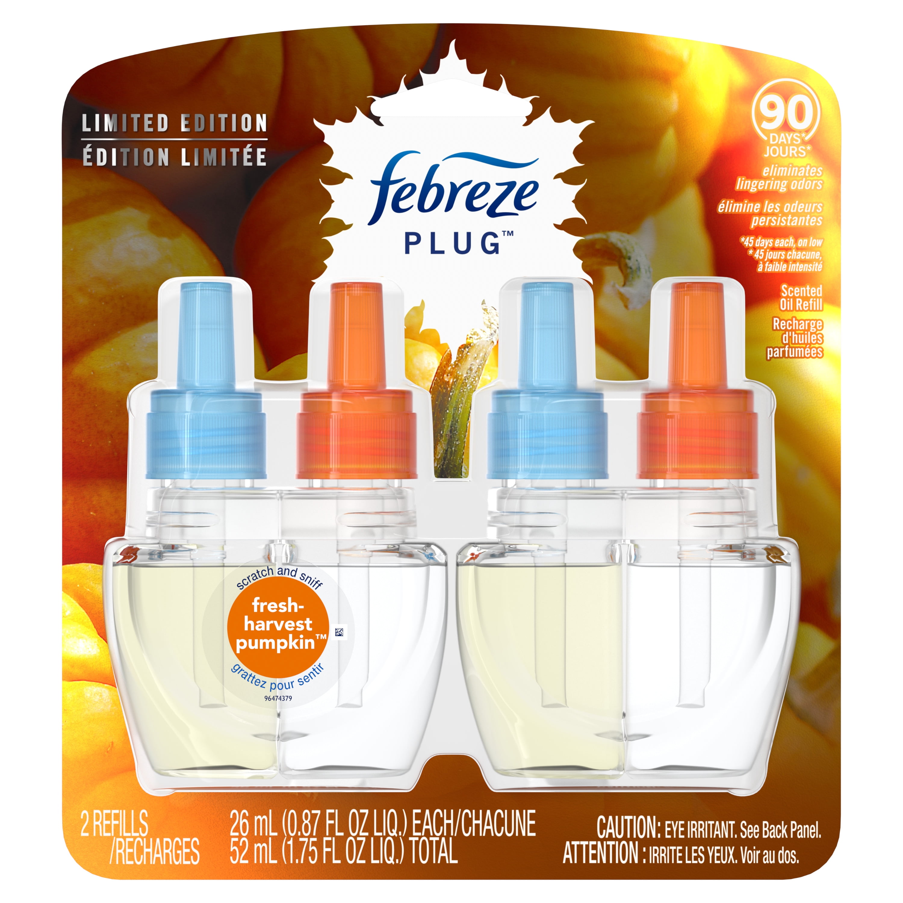 Febreze Plug OdorEliminating Air Freshener Oil Refill, Pumpkin, 2 ct