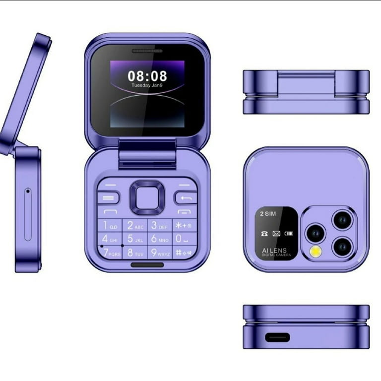 XIAOLE I16 Pro Mini Flip Mobile Phone, Foldable Cell Phone With Fm