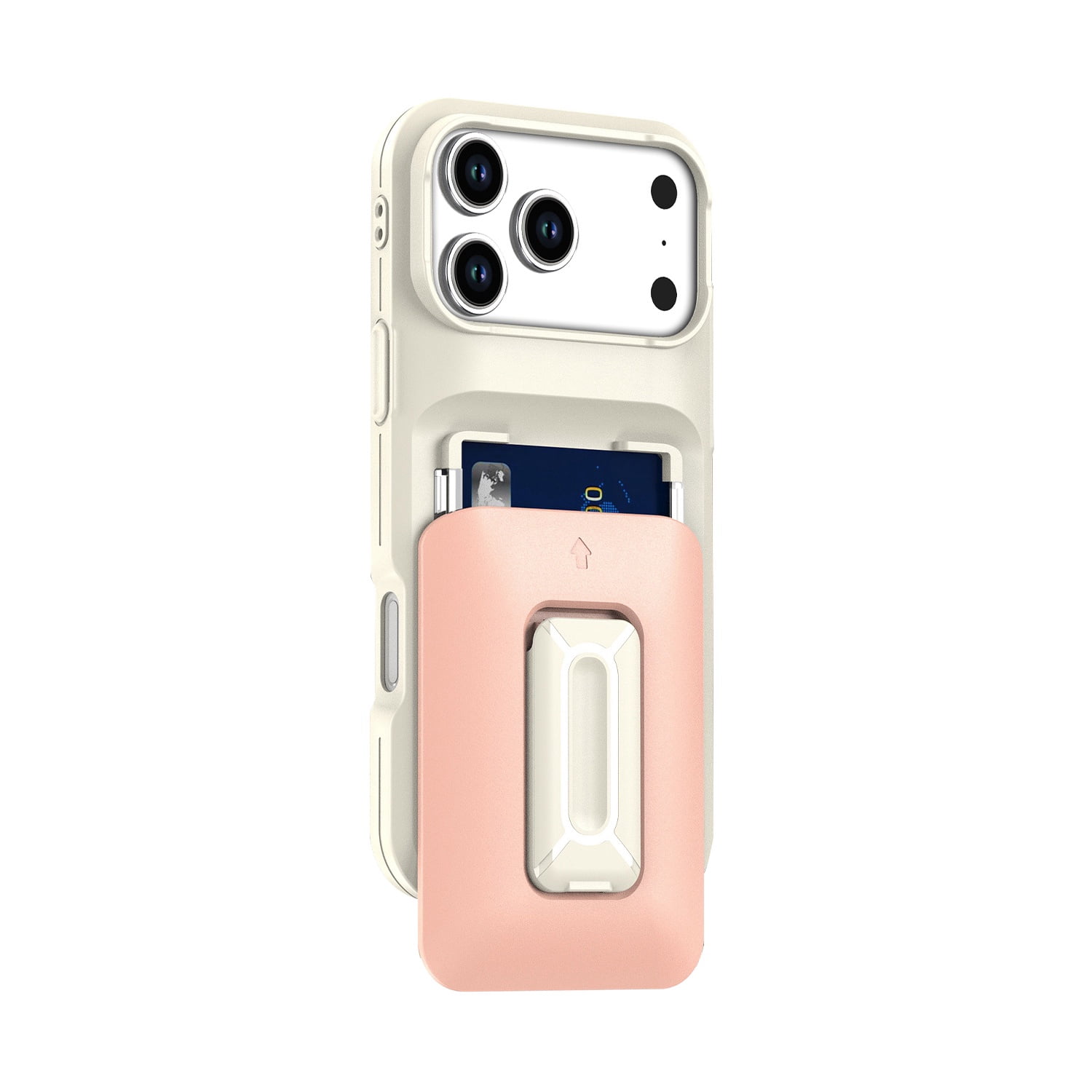 Modern Wallet Case with Card Slot for iPhone 17 Pro Max - White & Pink
