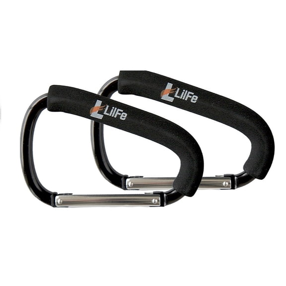 LilFe Stroller Hooks, 6.7" Large Stroller Clip, 2 Pack Large Carabiner Stroller Hooks for Hanging Bags and Shopping, Stroller Accessories for Mommy