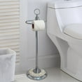 thumbnail image 4 of nu steel Stainless Steel Freestanding Toilet Tissue Paper Roll Holder & Dispenser for Bathrooms & Storage, Chrome and Mother of Pearl TGC13MOPH, 4 of 5