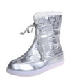 thumbnail image 2 of Women's Mid Calf Boots Round Toe Booties Two Ways Of Wearing Lace Up Snow Boots, 2 of 9